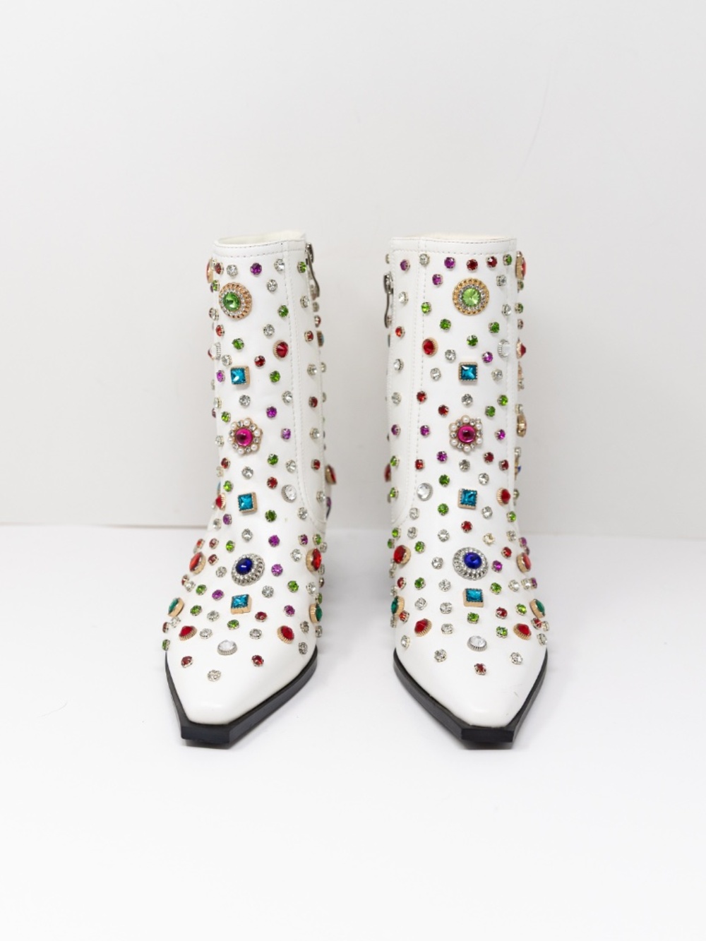 NEW Azalea Wang Sprinkle Multi Color Rhinestone Jewel Embellished Booties Shoes - Picture 2 of 4